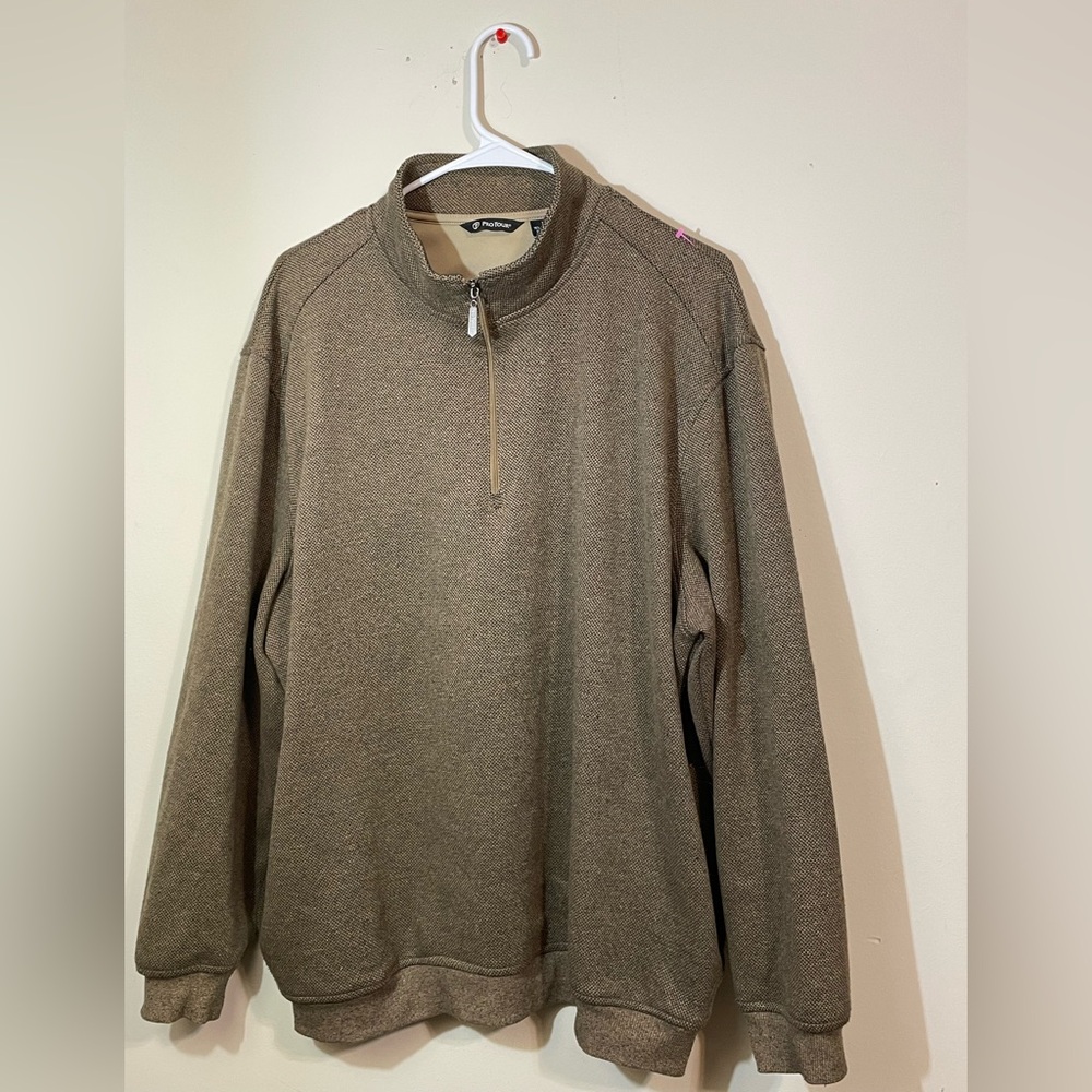 Pro Tour Mens X-Large Pull Over Quarter Zip Up Sweater Brown‎ pullover